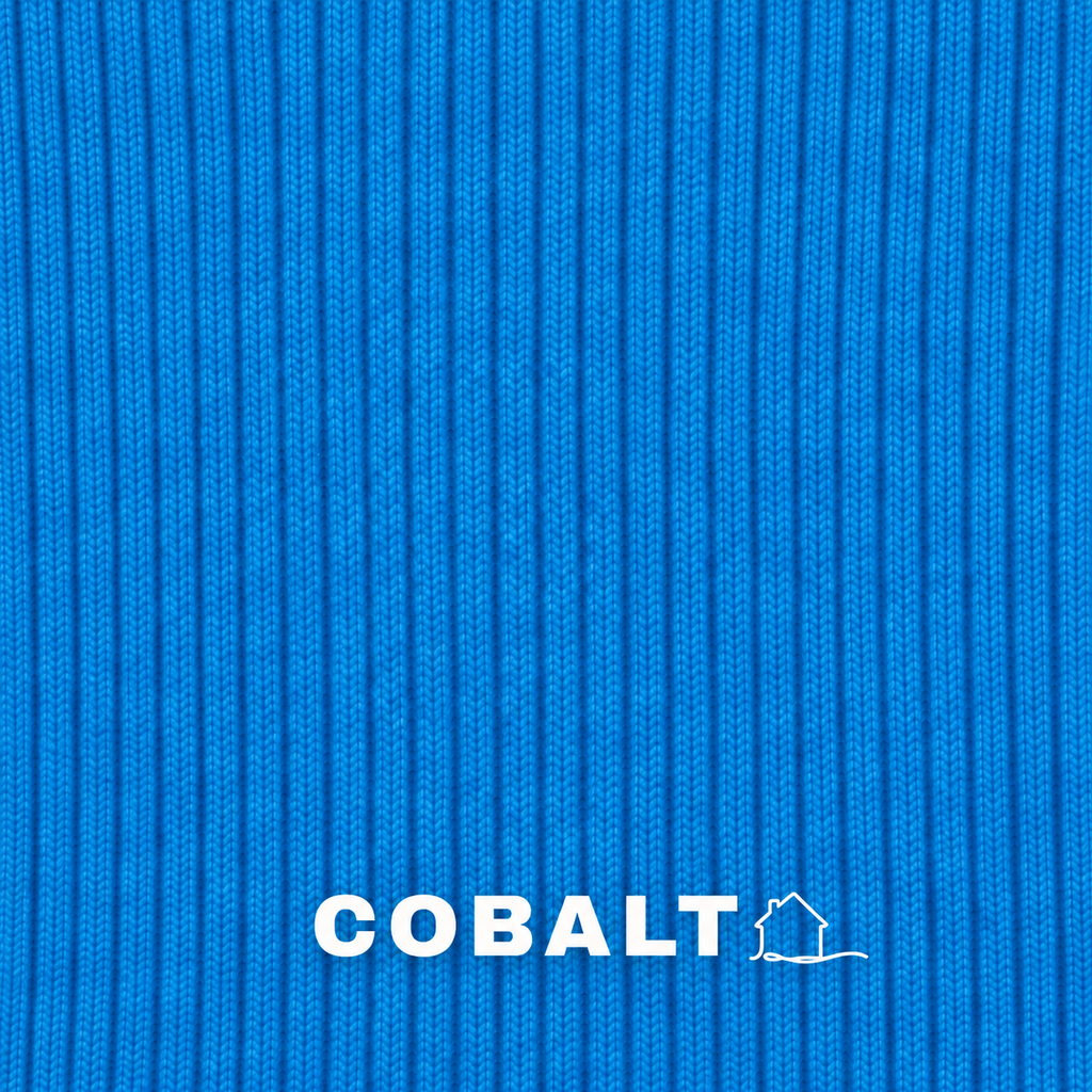 The Sculpt Hot Pant rib knit swatch - cobalt blue - designed and made by The Knit House LA