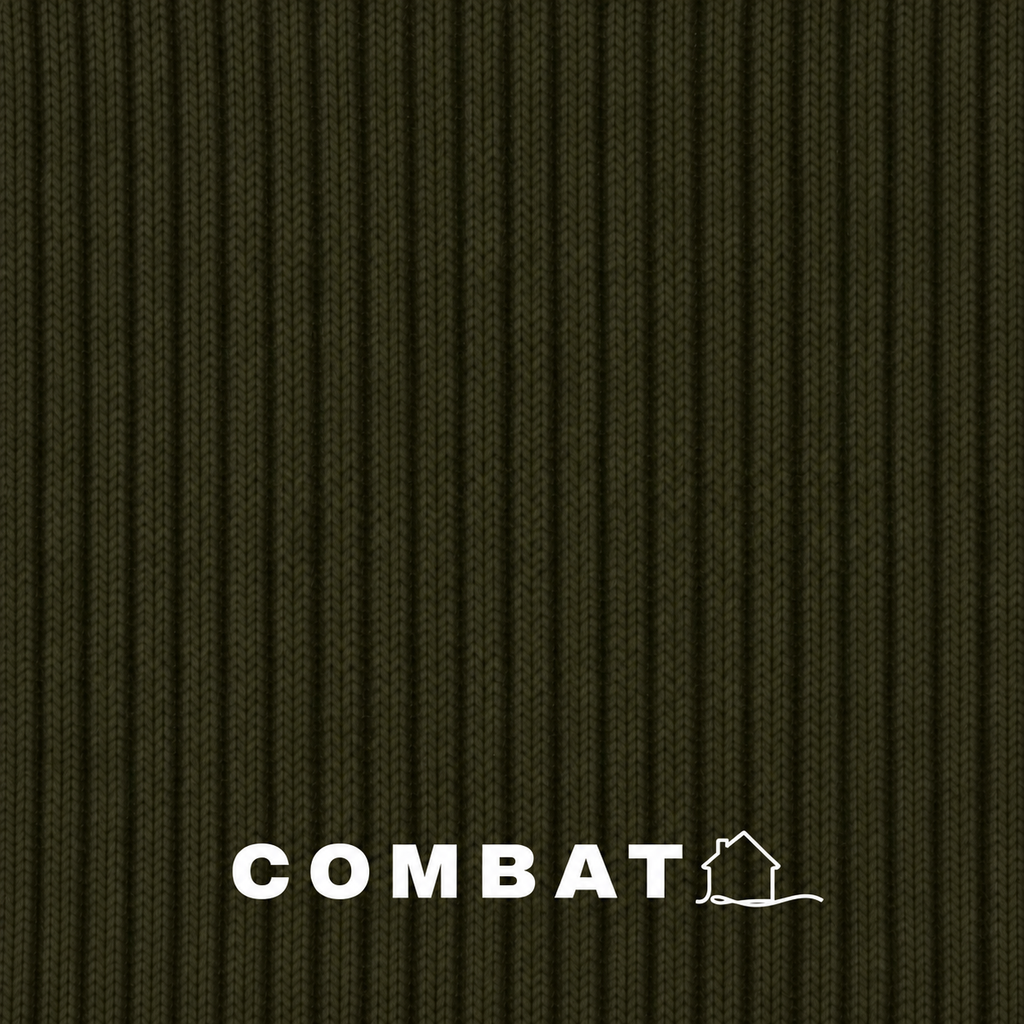 The Form Long Sleeve rib knit swatch - combat green - designed and made by The Knit House LA