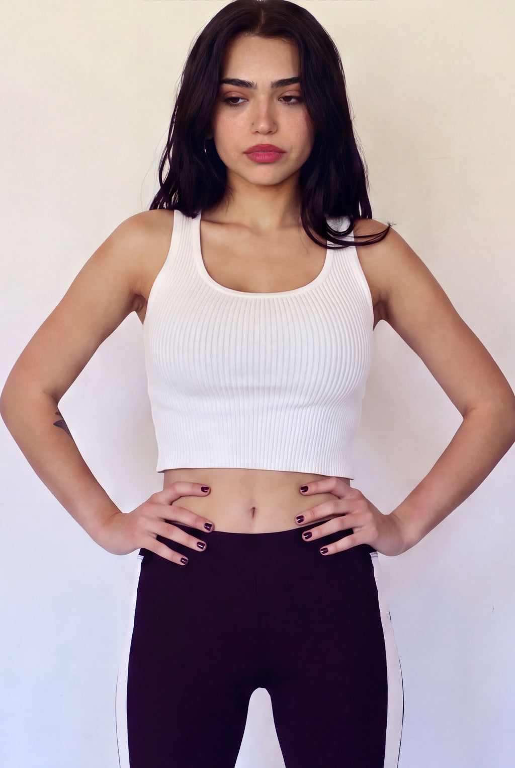 The Contour Crop Tank 3D-engineered rib knit - porcelain white - designed and made by The Knit House LA