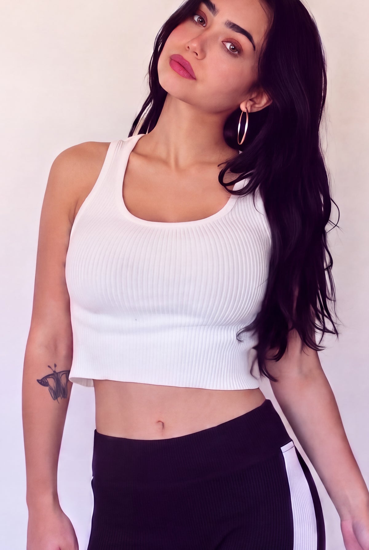 The Contour Crop Tank 3D-engineered rib knit - porcelain white - designed and made by The Knit House LA