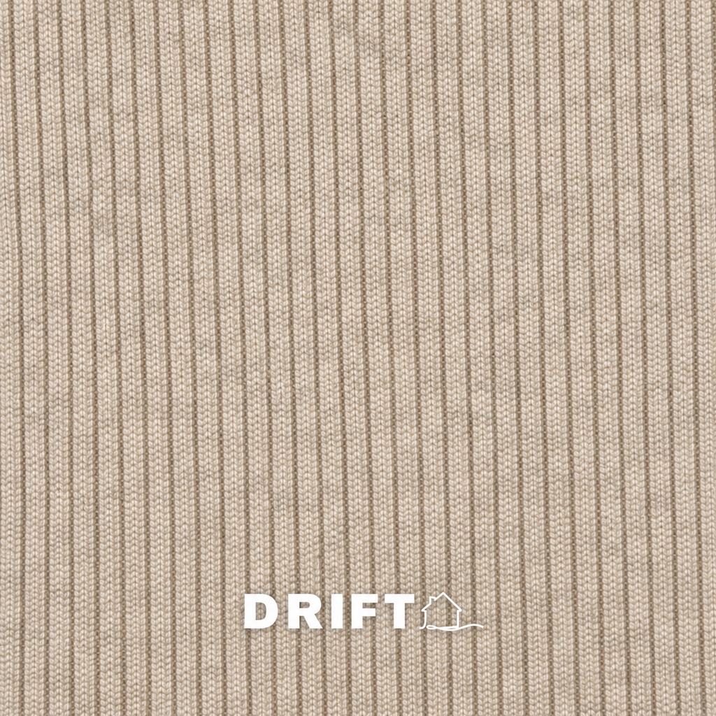 The Sculpt Slit Capri rib knit swatch - drift beige - designed and made by The Knit House LA
