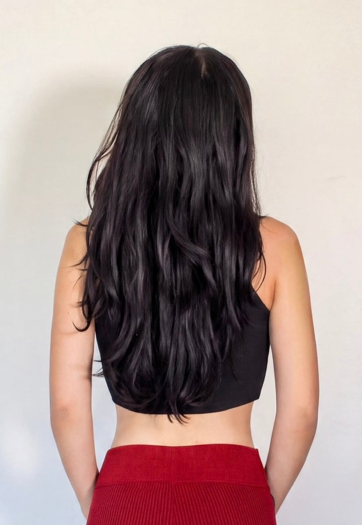 The Form Crop Shell rib knit - ink black - designed and made by The Knit House LA