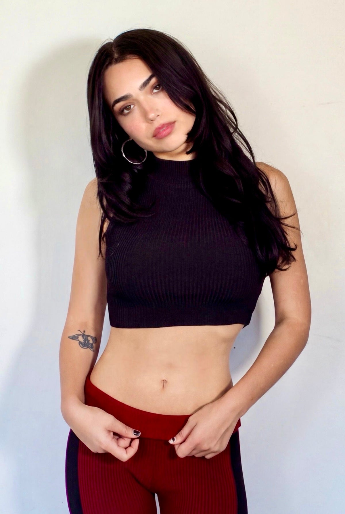 The Form Crop Shell rib knit - ink black - designed and made by The Knit House LA