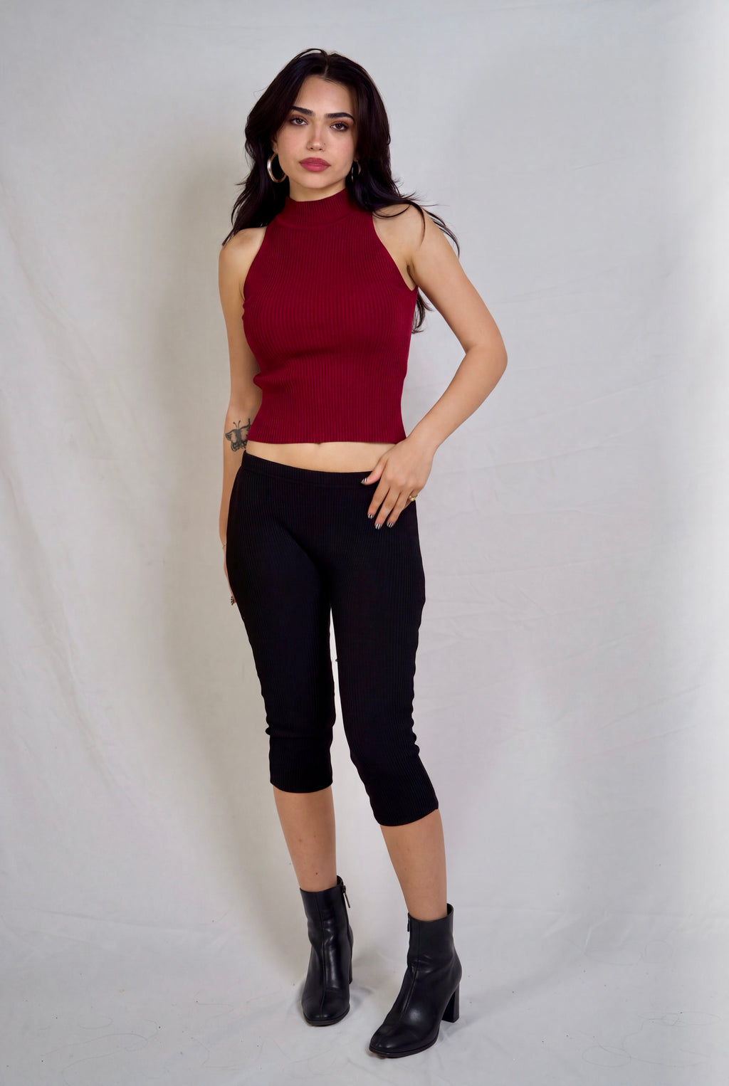The Form Shell rib knit - brick red - designed and made by The Knit House LA