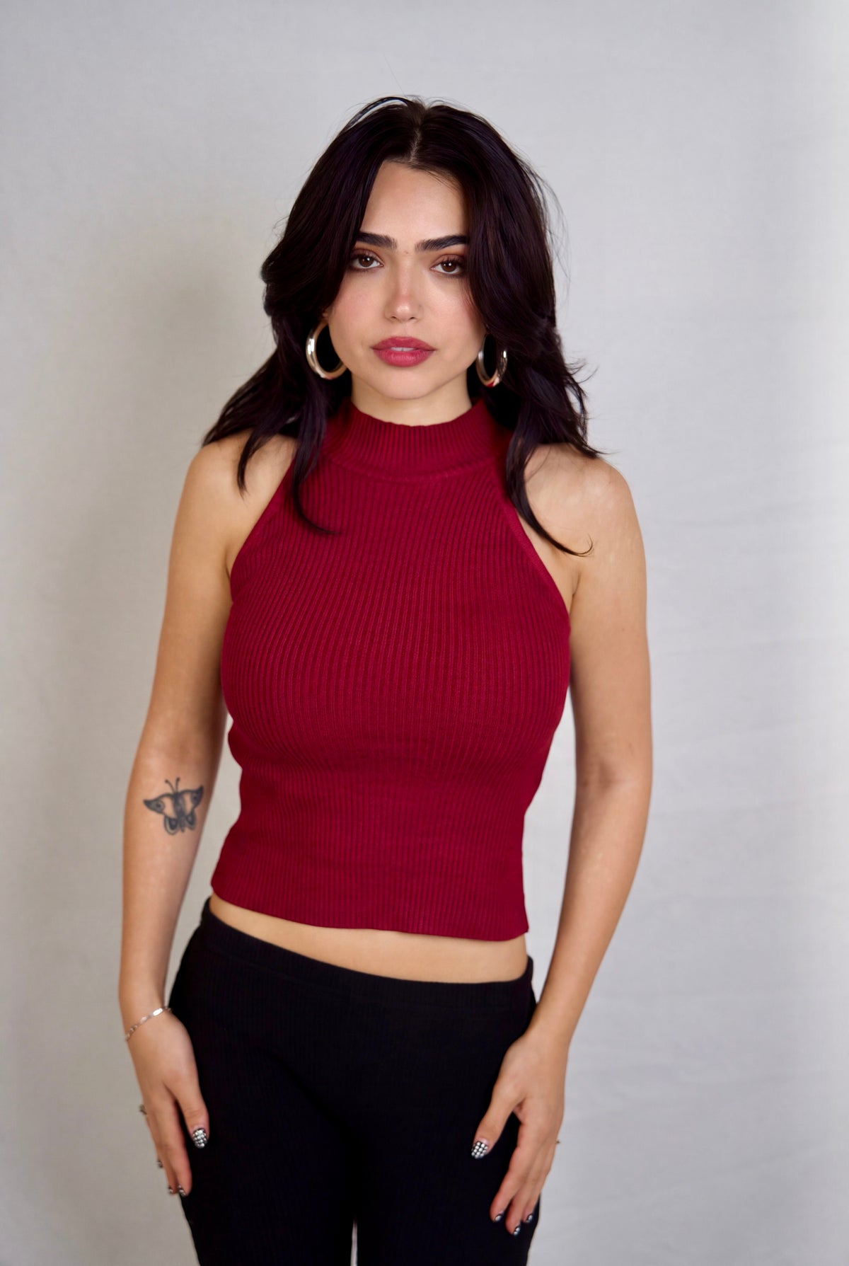 The Form Shell rib knit - brick red - designed and made by The Knit House LA