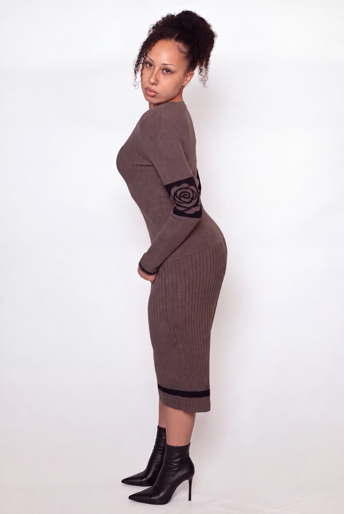 Frame Wide Leg Capri rib knit - cinder taupe - designed and made by The Knit House LA