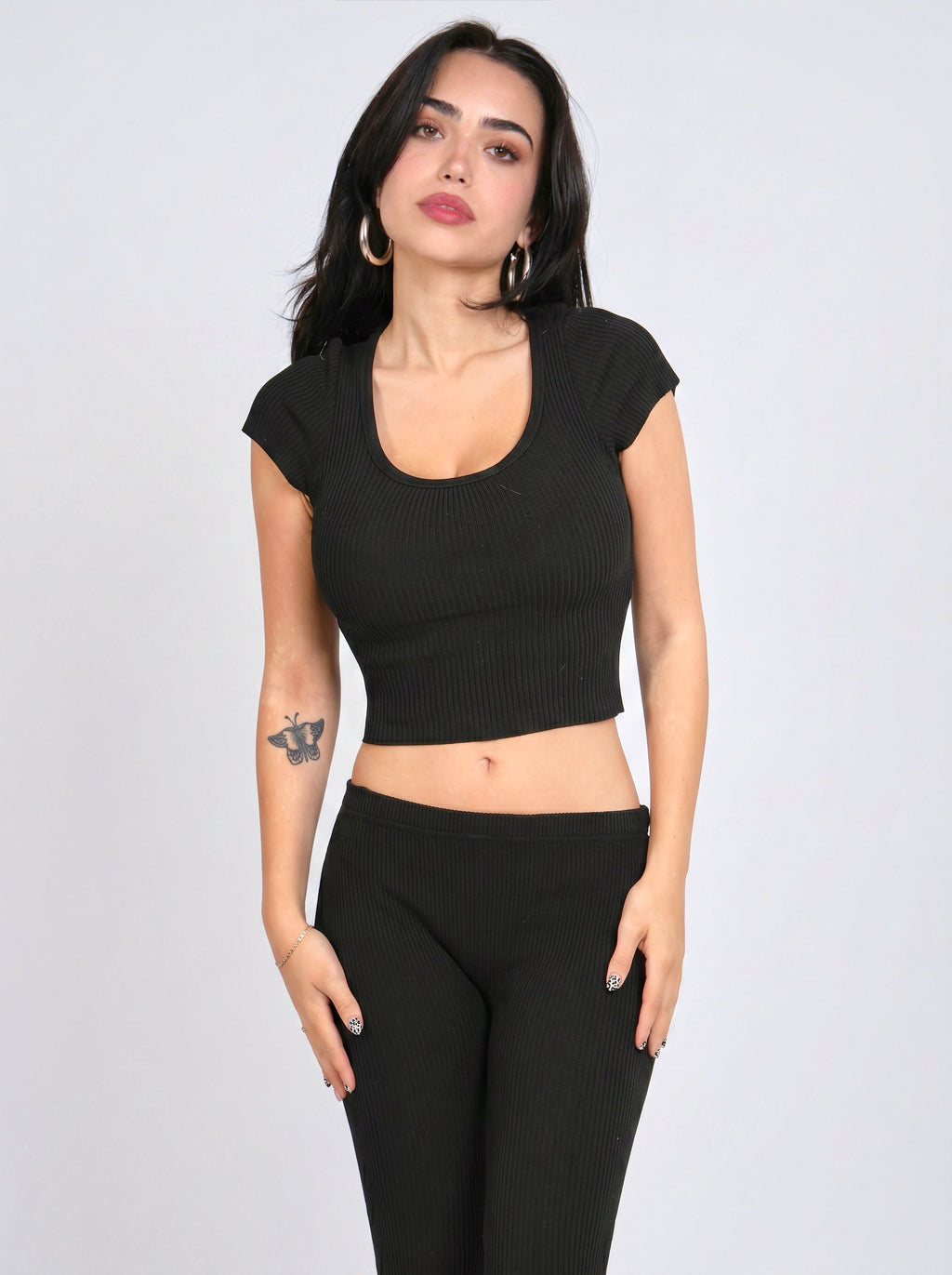 The Contour Crop Short Sleeve — Ink
