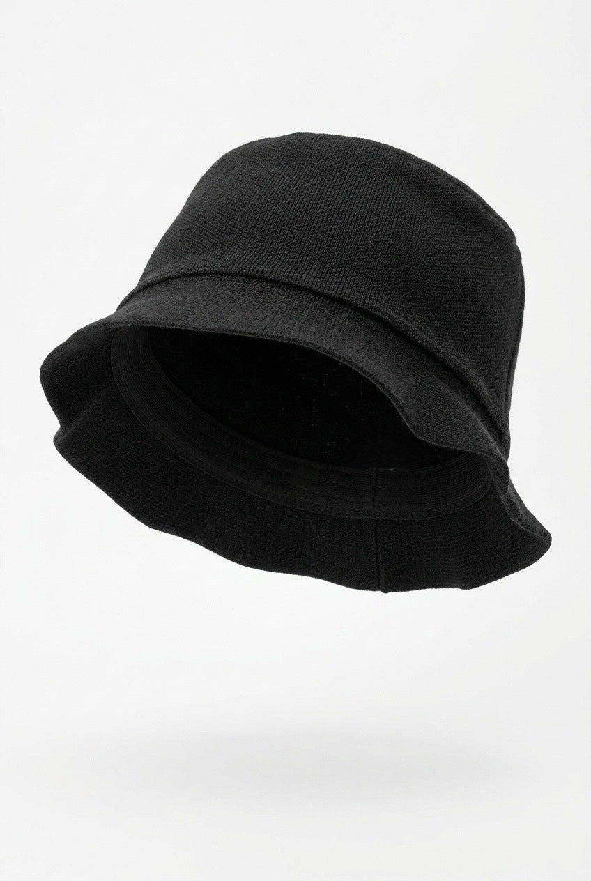 Studio Brim Knit Hat jersey knit jacquard - ink black - designed and made by The Knit House LA