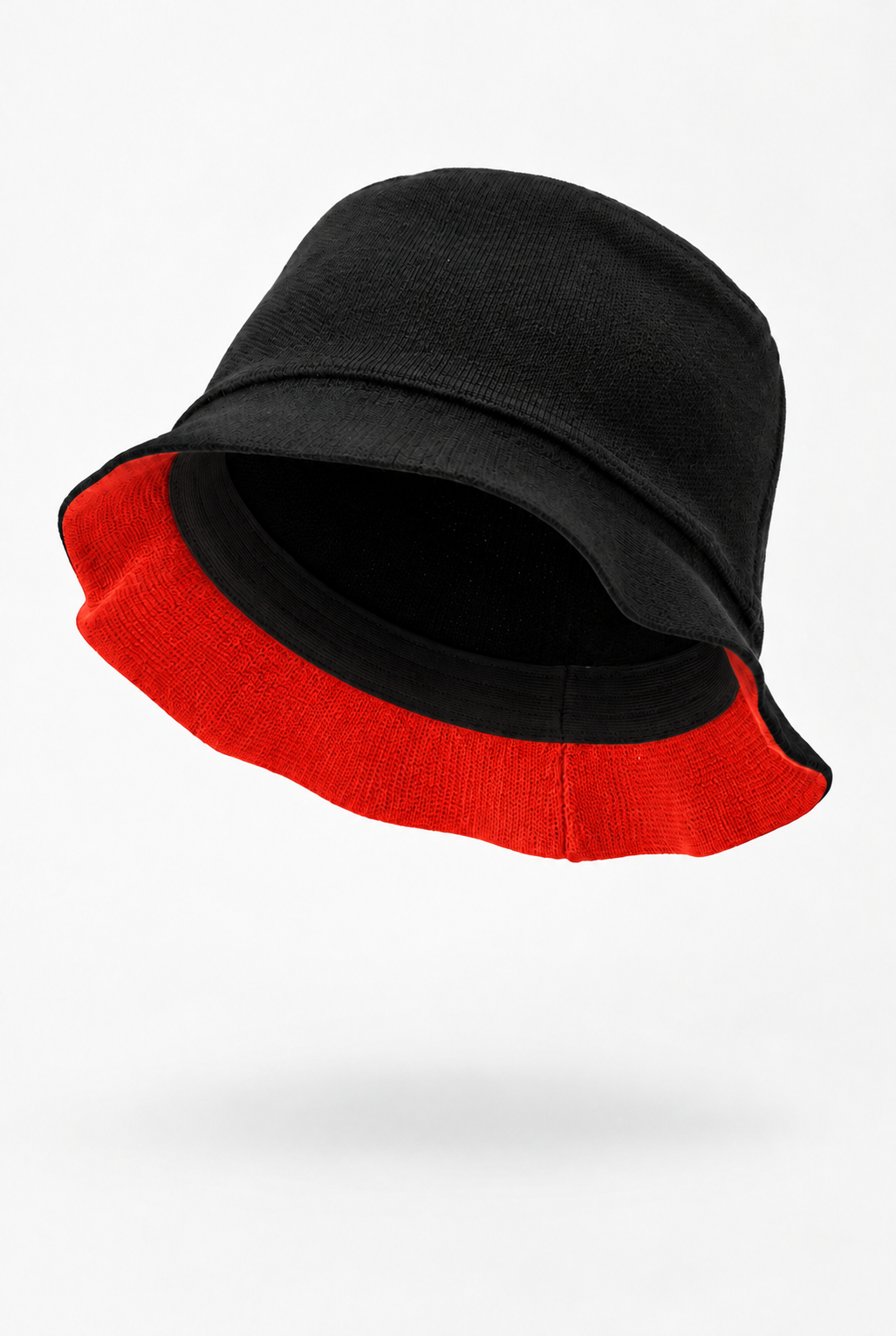 Studio Brim Knit Hat jersey knit jacquard - tomato red - designed and made by The Knit House LA
