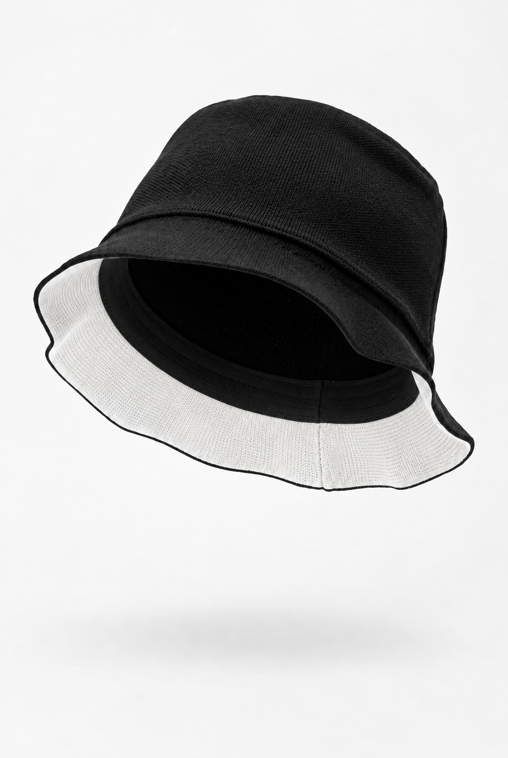 Studio Brim Knit Hat jersey knit jacquard - porcelain white - designed and made by The Knit House LA
