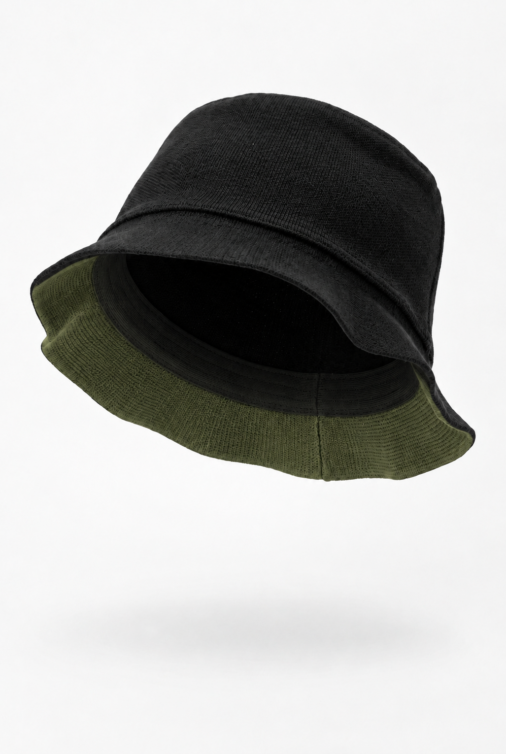 Studio Brim Knit Hat jersey knit jacquard - combat green - designed and made by The Knit House LA