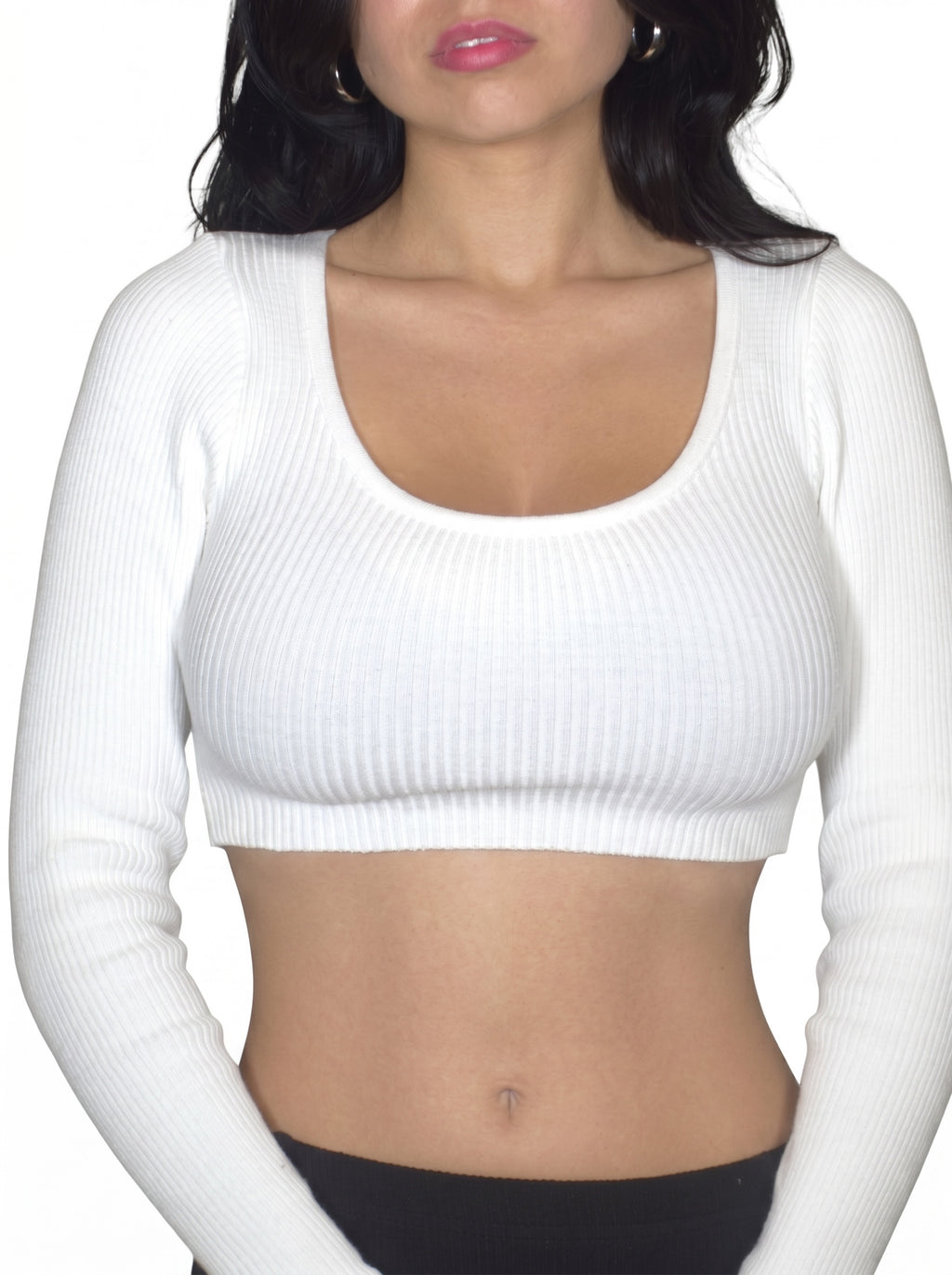 The Contour Crop Long Sleeve — Porcelain