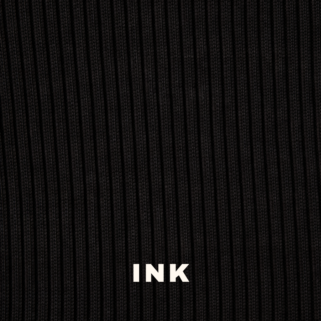 2x1 rib knit swatch in Ink black by The Knit House LA.
