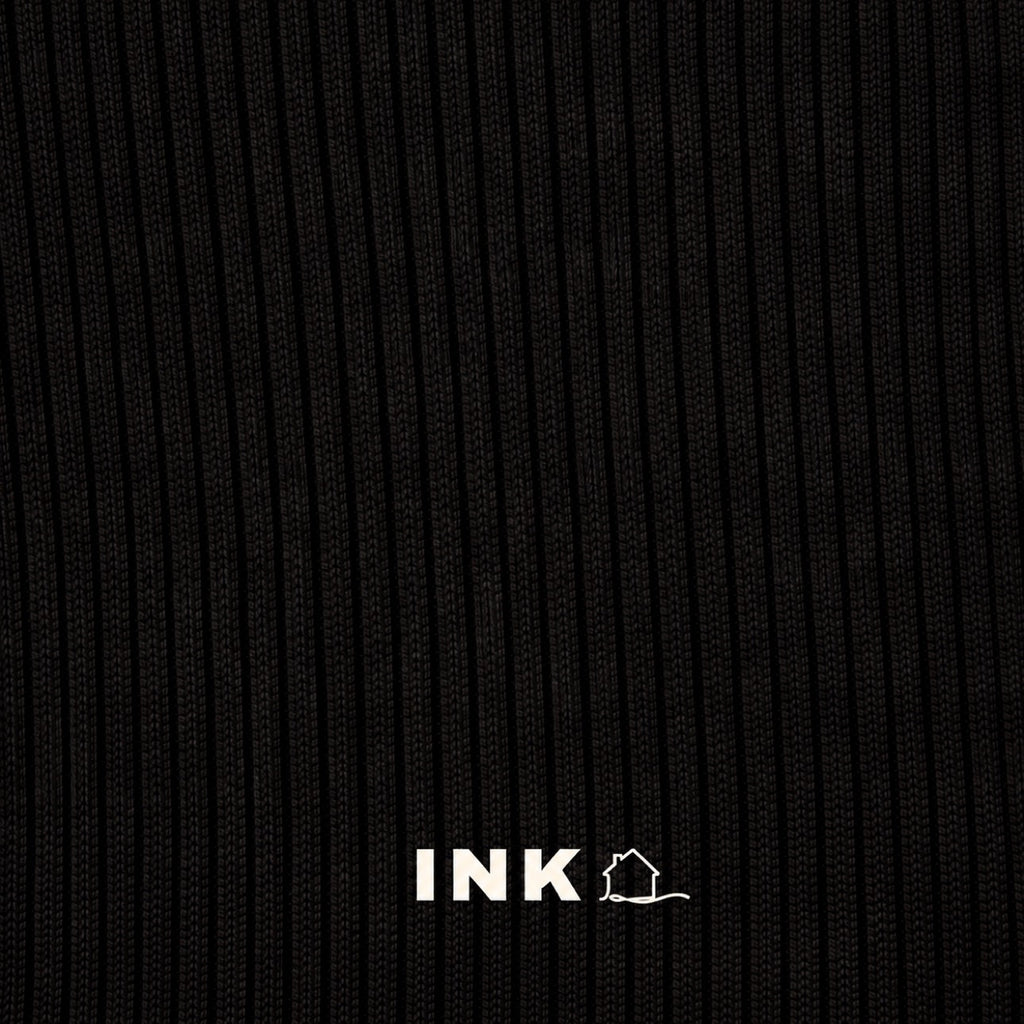 The Form Shell rib knit swatch - ink black - designed and made by The Knit House LA