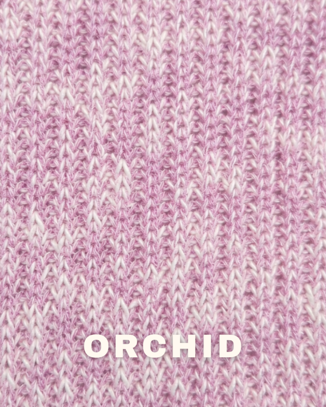 Pink and white mixed knit swatch titled Orchid Bone  by The Knit House LA.