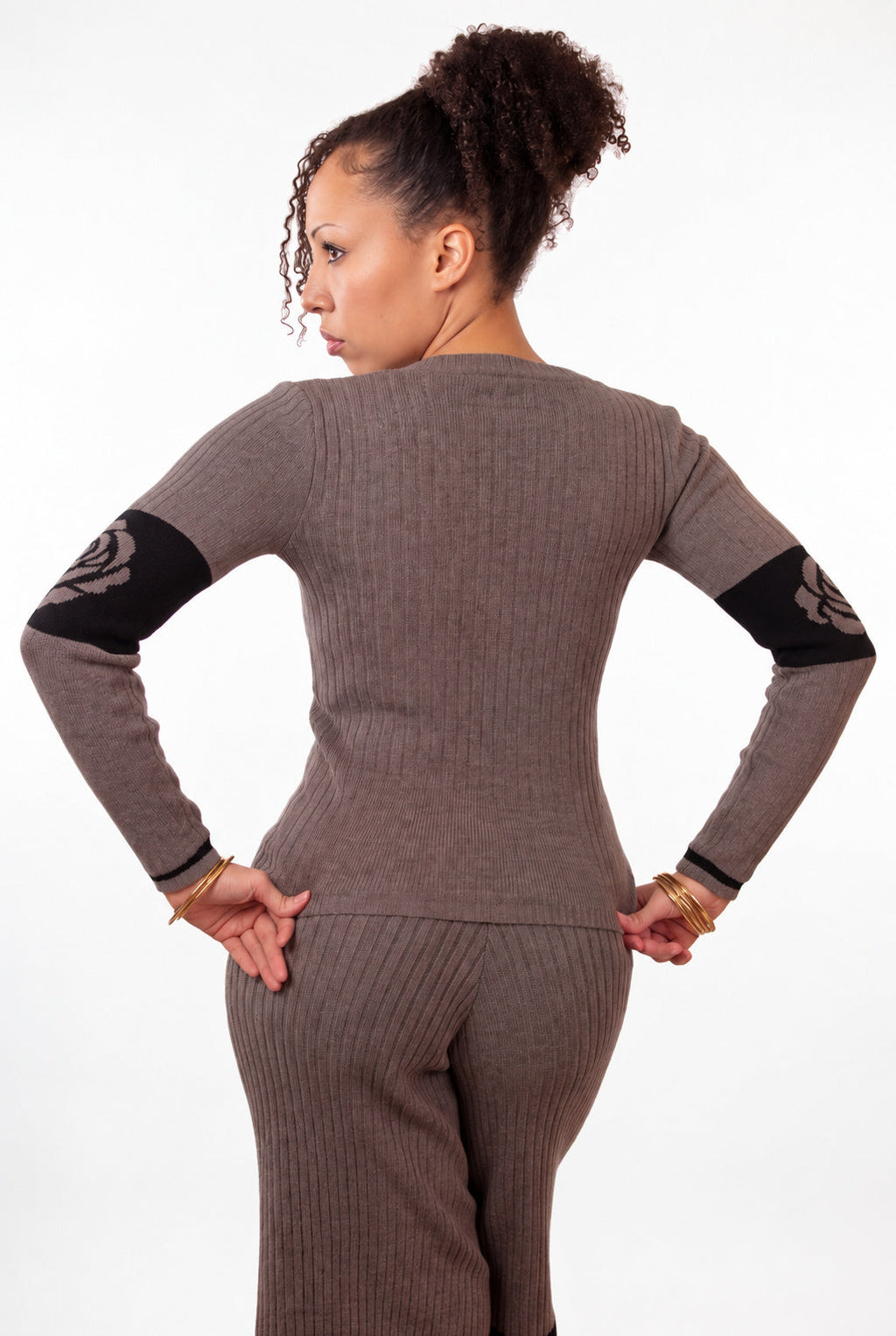Frame Wide Leg Capri rib knit - cinder taupe - designed and made by The Knit House LA