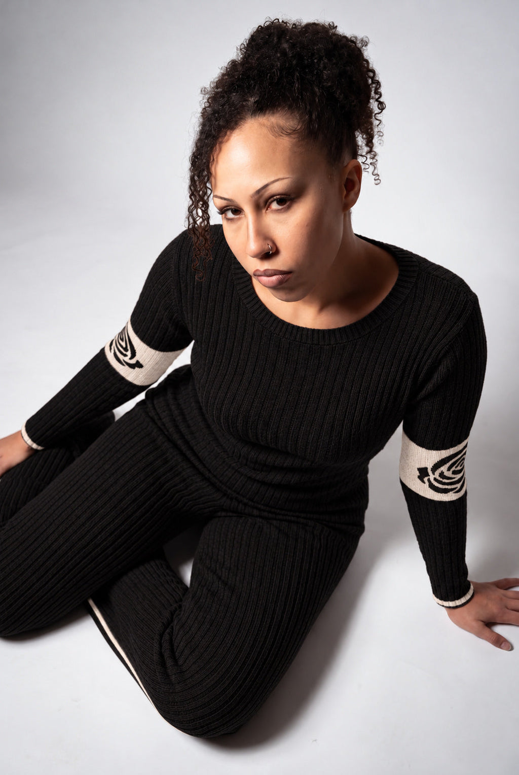 Frame Wide Leg Capri rib knit - ink black - designed and made by The Knit House LA