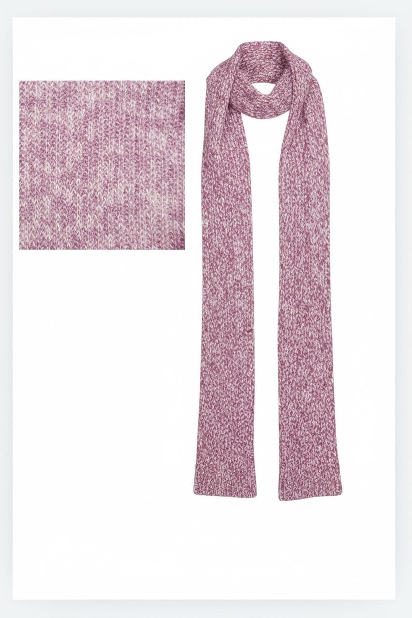 Pink orchid bone knitted scarf by The Knit House LA on a white background